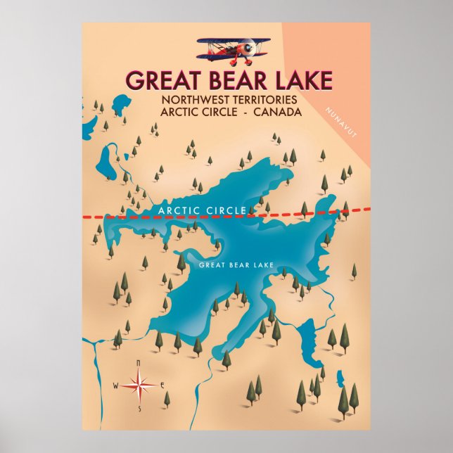 Lac Great Bear, Canada, carte affiche de voyage ar (Devant)