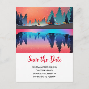 Lac hivernal pittoresque avec cerfs Noël Carte d'a