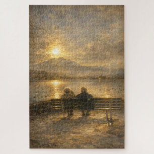 Lac Lucerne Suisse Couple Coucher de soleil Puzzle