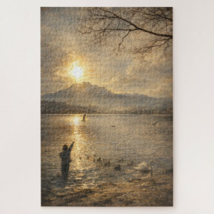 Lac Lucerne Suisse Mouettes Puzzle d'Art Fin