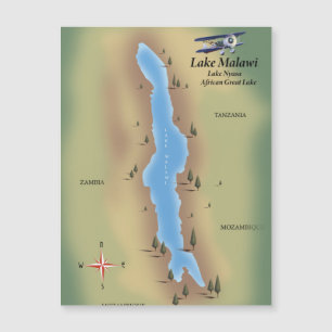 Lac Malawi, carte de voyage affiche impression