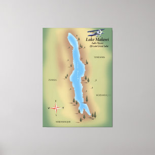 Lac Malawi, carte de voyage affiche impression