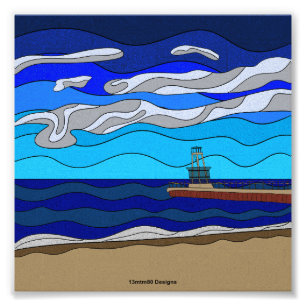 Lac Michigan - Impression photo 6"x6"