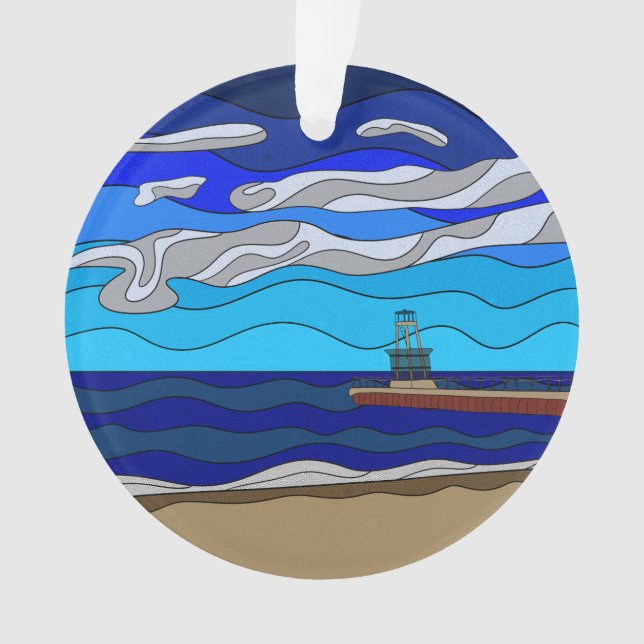 Lac Michigan - Ornement acrylique (devant)