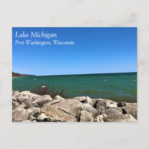 Lac Michigan, Port Washington, carte postale WI