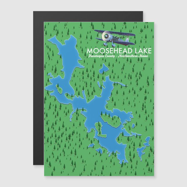 Lac Moosehead, carte du comté de Piscataquis (Devant / Derrière)