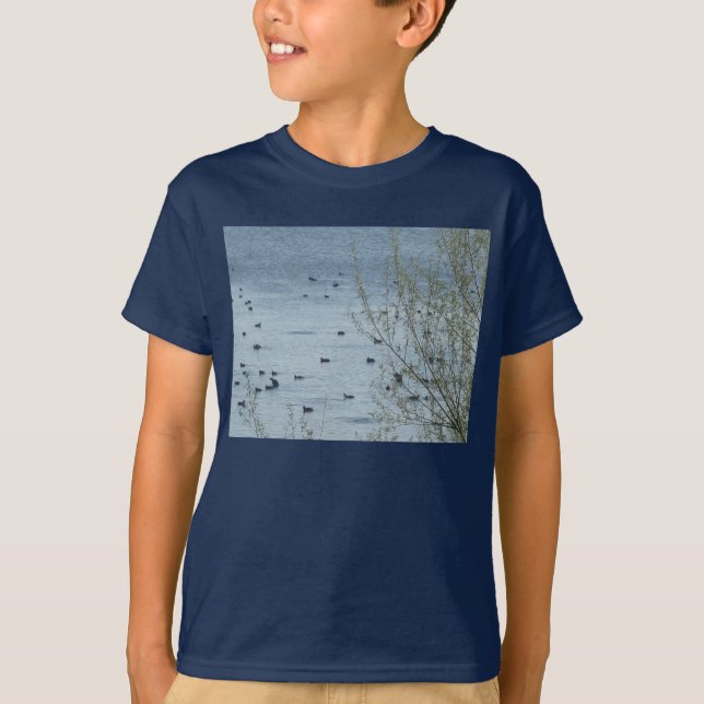 Lac Oiseaux Enfants T-shirt noir (Devant)