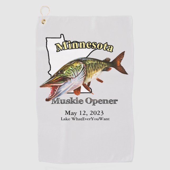 Lac personnalisé/Date Minnesota Muskie Serviette d (Devant)