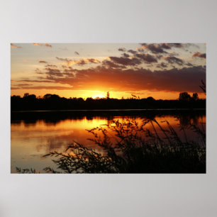 Lac Sunset Paysage Photo Nature Poster du mur