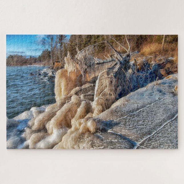 Lac Supérieur Shore et Icicles Jigsaw Puzzle (Horizontal)