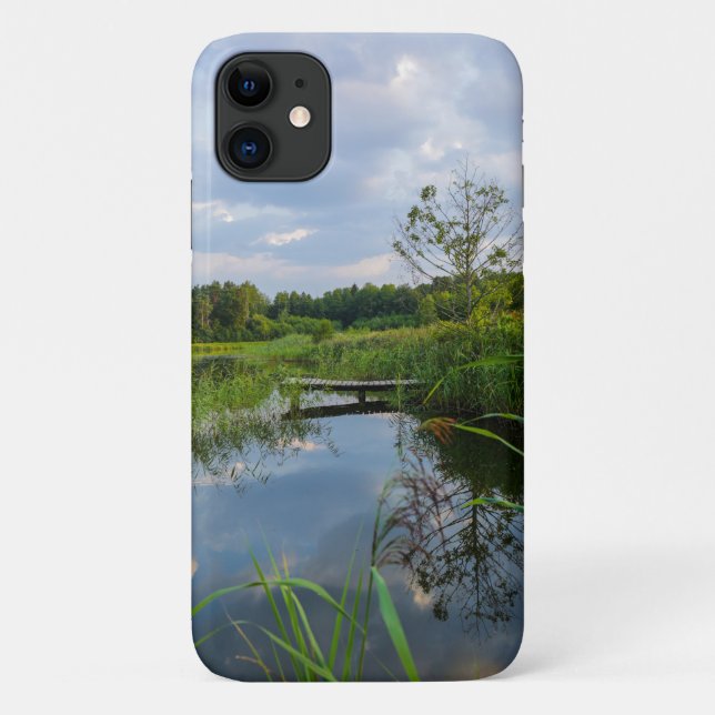 Lac Trees Sky Pier Belarus Nature iPhone 11 Coque (Dos)