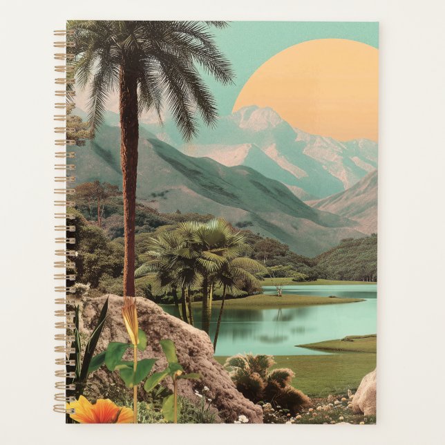 Lac Tropical Surreal Avec Palmiers (Devant)