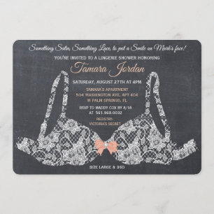 Lace Bra Lingerie Douche Chalkboard Invitation
