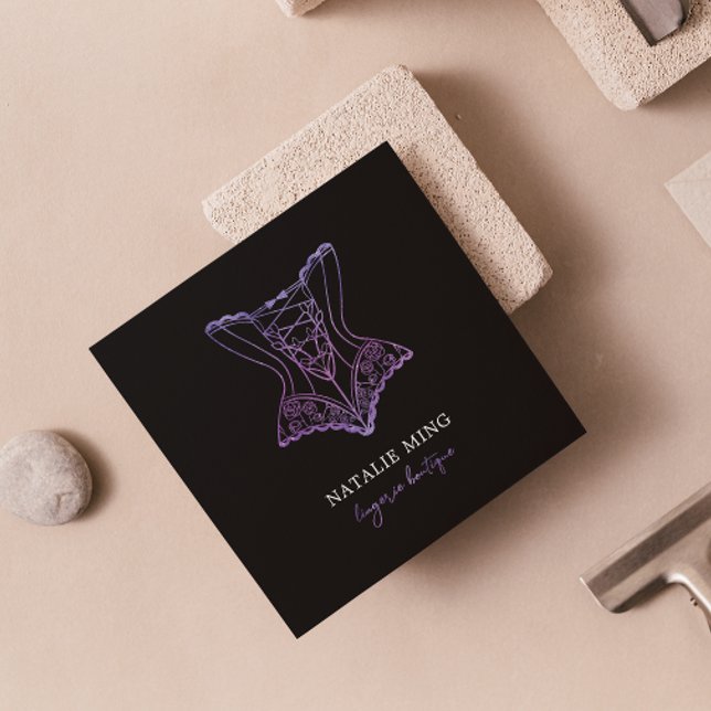Lace Lingerie Boutique Logo Carte de visite violet (Créateur téléchargé)