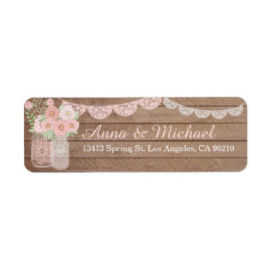 Lace Mason Jar & Wood Mariages Étiquettes de adres