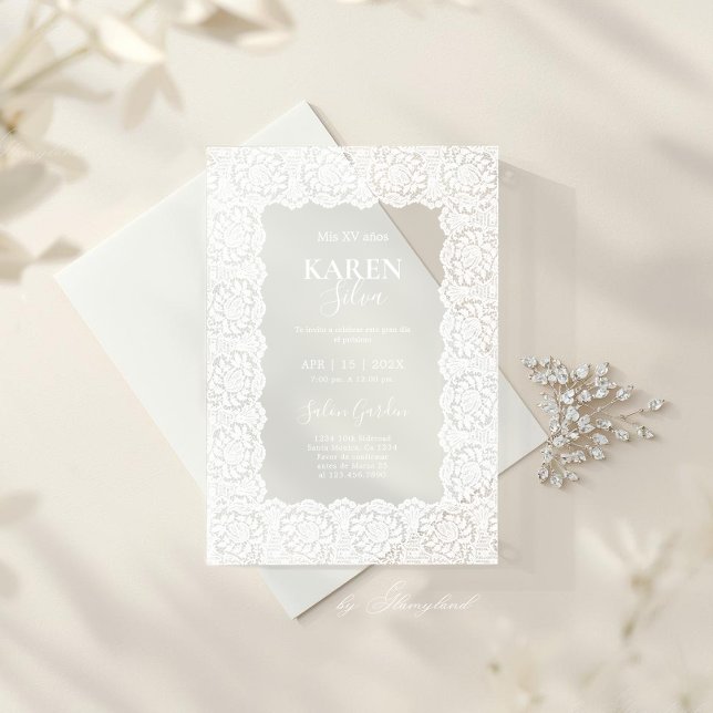 Lace Quinceanera Acrylic Invitation (Créateur téléchargé)