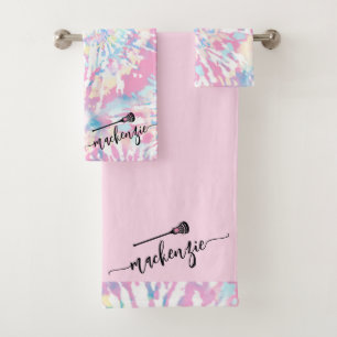 Lacrosse Girls Pink Tie Dye Nom personnalisé sur