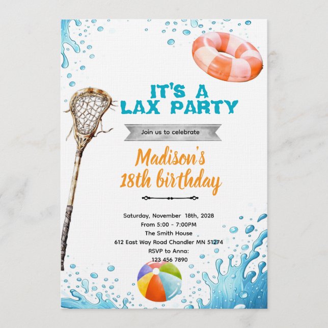 Lacrosse pool party invitation (Devant)
