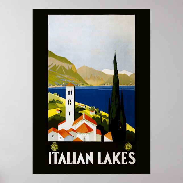 Lacs italiens Affiche de voyage vintage (Devant)