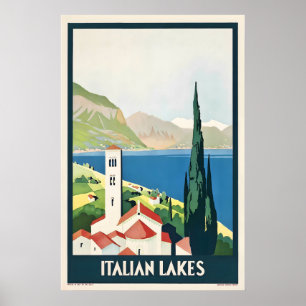 Lacs italiens Italie Affiche de voyage vintage