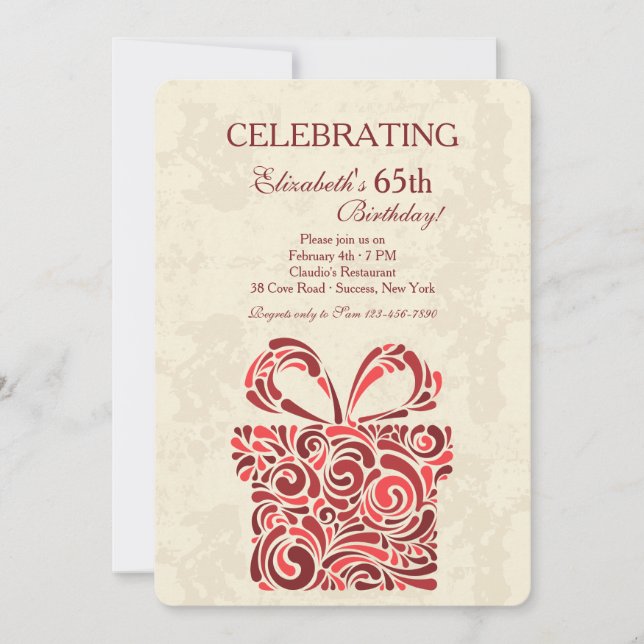 L'actuelle invitation de fête d'anniversaire (Devant)