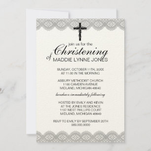 Lacy Christening, Baptême ou Dedication Invitation