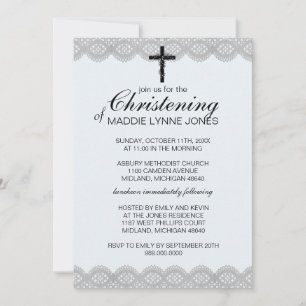Lacy Christening, Baptême ou Dedication Invitation