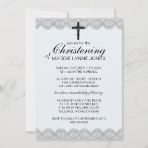 Lacy Christening, Baptême ou Dedication Invitation