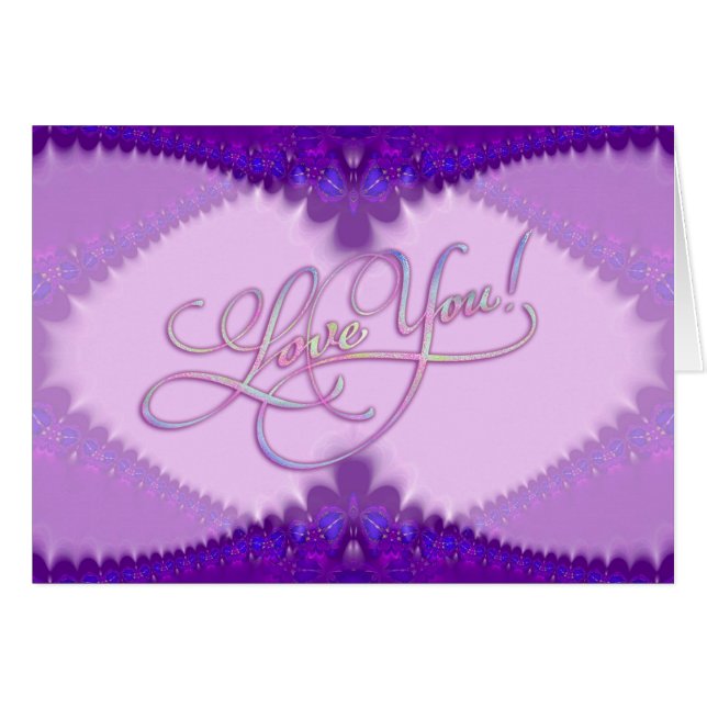 Lacy Lilac Purple Love You Sparkle Card (Devant horizontal)