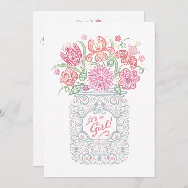 Lacy Mason Jar Baby shower C'est une invitation de (Devant / Derrière)