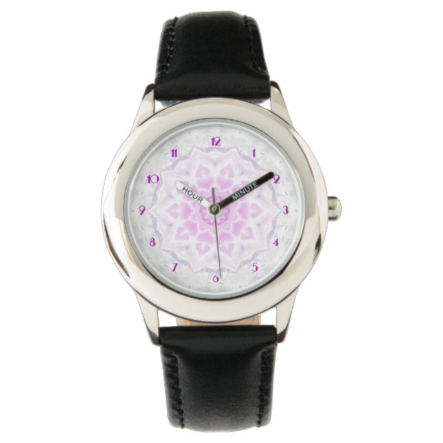 Lacy rose et blanche Kaleidoscope Coeurs Montre Po (devant)