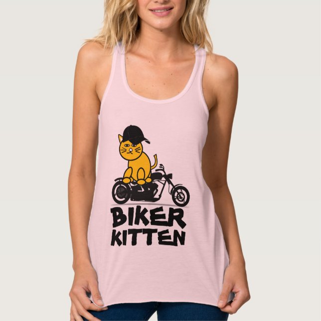 LADIES CHAT BIKER KITTEN MOTORCYCLE T-SHIRTS (Devant)