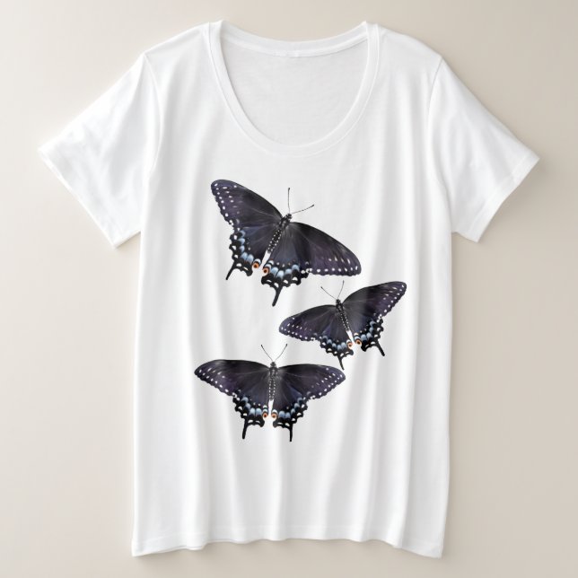 Ladies Plus Size Tee Black Swallowtail (Design devant)