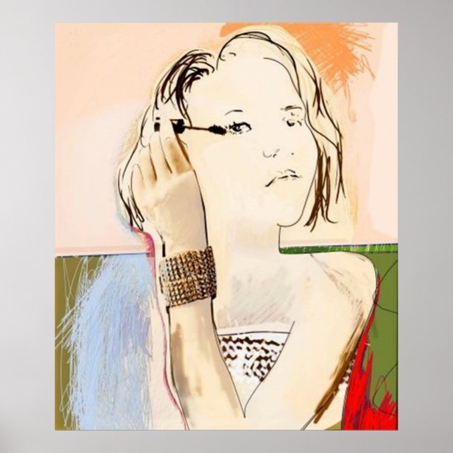 Lady applying mascara - Poster (Devant)