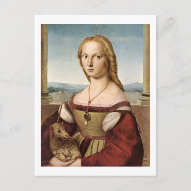 Lady avec une carte postale Unicorn (Devant)