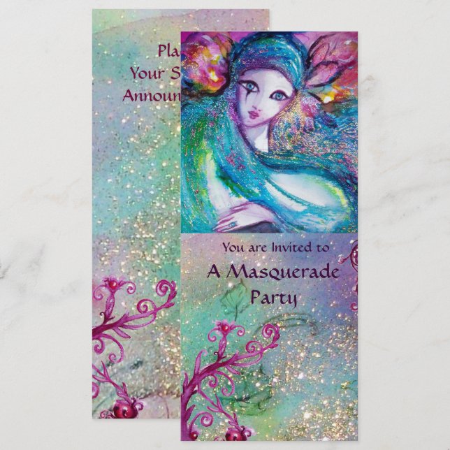 LADY BLUE MASK Programme de soirée masquée élégant (Devant / Derrière)