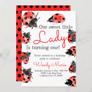 Lady bug anniversaire fille invitation