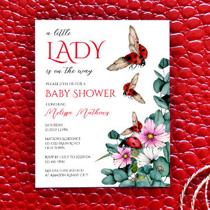 Lady bug petite dame invitation budget baby shower