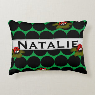 Lady Bug Sur Lilly Pad Accent Coussin