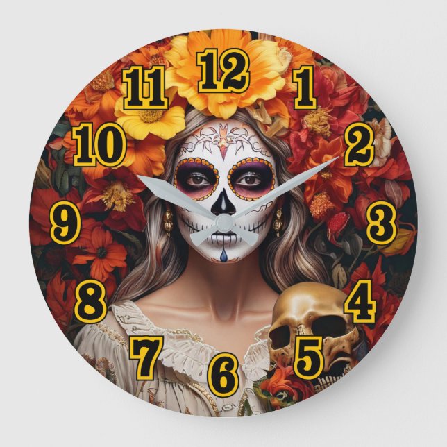 Lady de crâne de sucre grande horloge (Recto)