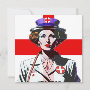 Lady England Avec Carte Postale Drapeau Anglais