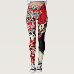 Lady in Red Lipstick Mur Graffiti Leggings