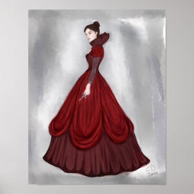 Lady In Red Poster plus grande carte postale (Devant)