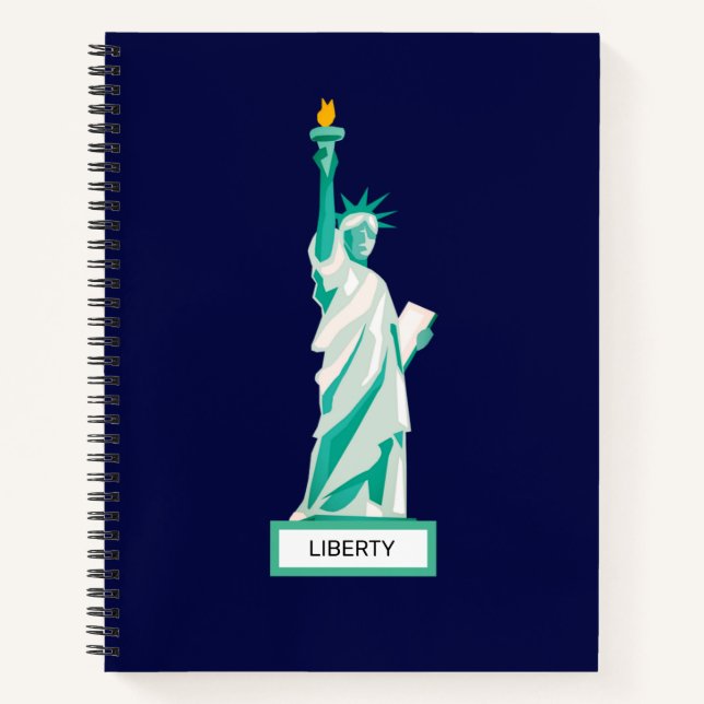 Lady Liberty sur cahier bleu marine (Devant)