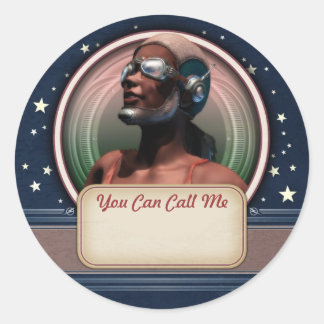 Lady Pilot avec lunettes Nom Balise Stickers
