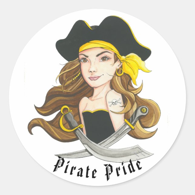 Lady Pirate Sticker Round (Devant)