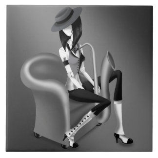 Lady Saxophoniste - Carreau Décoratif Inspiré du J