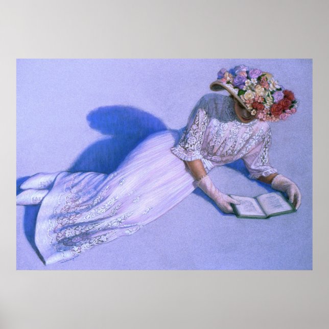 Lady Victorienne Lecture Élégante Décor Art Poster (Devant)