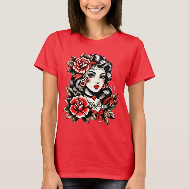 Lady with Roses T-Shirt (Devant)