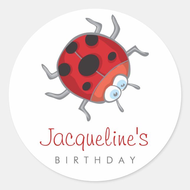 Ladybird / Ladybug Gift Party Faveurs Sticker Étiq (Devant)